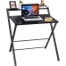 GreenForest Small Folding Desk No Assembly Required, Fully Unfold 27.3 x 22 inch 2-Tier Computer Desk with Shelf Space Saving Foldable Table for Small Spaces, Black