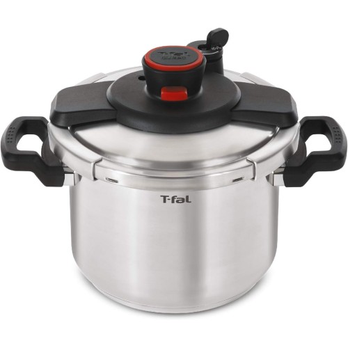 T-fal Clipso Stainless Steel Pressure Cooker 8 Quart Induction Cookware, Pots and Pans, Dishwasher Safe Silver