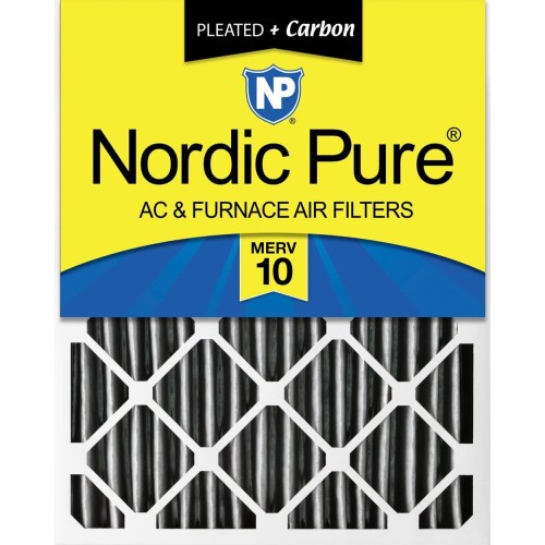 Nordic Pure 24x24x4 (23_3/8 x 23_3/8 x 3_5/8) Furnace Air Filters MERV 10 Plus Carbon 1 Pack