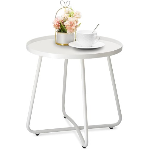 danpinera Outdoor Side Tables, Weather Resistant Steel Patio Side Table ...