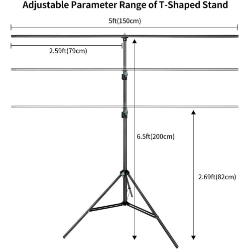 JEBUTU 5X6.5ft Green Backdrop Kit with T-Shape Stand, Portable Background Support Kit with Carrying Bag & Clamps for Video, Zoom, Streaming