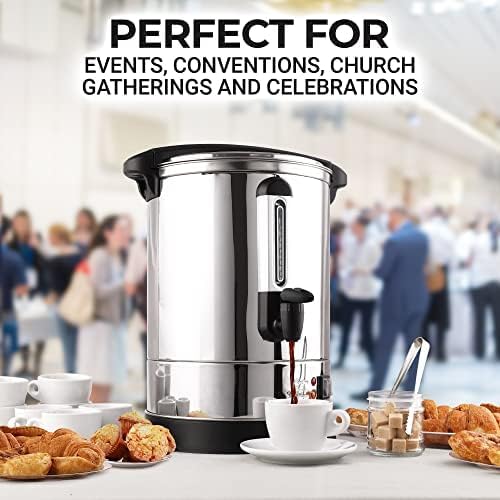 Zulay 50 Cup Fast Brew Stainless Steel Coffee Urn - BPA-Free Commercial Coffee Maker for Catering - Easy Two Way Hot Beverage Dispenser