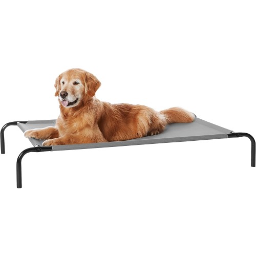 Amazon Basics Cooling Elevated Dog Bed with Metal Frame, Large, 51 x 31 x 8 Inch, Grey