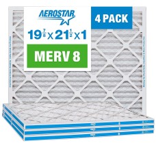 Aerostar 19 7/8 x 21 1/2 x 1 MERV 8 Pleated Air Filter  AC Furnace Air Filter  4 Pack