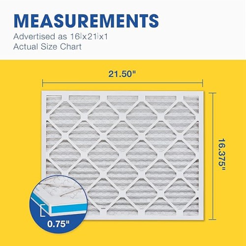 Aerostar 16 3/8x21 1/2x1 MERV 8 Pleated Air Filter, AC Furnace Air Filter, 6 Pack