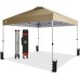 CROWN SHADES 10x10 Pop Up Canopy, Patented Center Lock One Push Tent Canopy, Newly Designed Storage Bag, 8 Stakes, 4 Ropes Gray