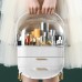 CANITORON Makeup Storage Organizer，Clear Cover Cosmetic Display Case with Two Tier Storage Box and Brush Storage Box, SkinCare Organizers for Bathroom Countertop,Bedroom Vanity Desk and T2-White