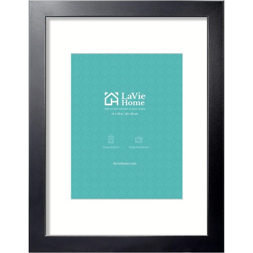 LaVie Home 14x18 Picture Frame Black Poster Frame,Display Pictures 12x16 with Mat or 14x18 Without Mat, Stable and Sturdy Frame and Polished Plexiglass, Horizontal and Vertical Format of The Walls