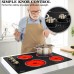 Electric Cooktop 24 Inch - 4 Burner Drop-in Radiant Electric Cooktop with Knob Control, 220-240V Electric Ceramic Stove Top with 9 Heating Levels and Residual Heat Indication