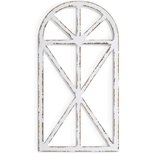 Barnyard Designs 15.75x31.5 Rustic Window Frame Farmhouse Wall Decor, Vintage Country Wall Hanging Bedroom Decor, Single, White