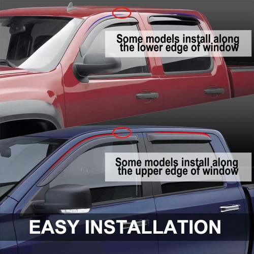 Side Window Wind Deflector, 4pcs In-Channel Nice Rain Guards Set, Window Visor fit for 2015-2022 Chevrolet Colorado Crew Cab 2015-2022 GMC Canyon Crew Cab 194995