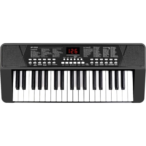 M SANMERSEN Piano Keyboard for Beginners, 37 Keys Built-in 1200mA Rechargeable Battery Electronic Piano Keyboard Portable Music Piano Keyboard with Mic LED Screen Teaching Gift for Beginners, Black