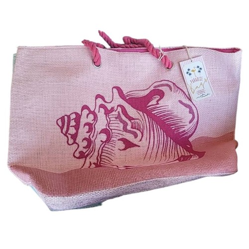 Paradise Bag Pink Tote Seashell and Sparkle