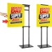 WHAUU Display Stand Sign Holder,Heavy Duty Adjustable Pedestal Sign Stand Up to 75 inch,Double-Sided for Board & Foam Sign,Sign Stand with Base,Fit Wedding,Restaurant or Business(Poster not Included)