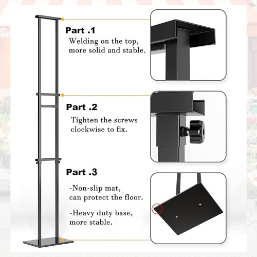 WHAUU Display Stand Sign Holder,Heavy Duty Adjustable Pedestal Sign Stand Up to 75 inch,Double-Sided for Board & Foam Sign,Sign Stand with Base,Fit Wedding,Restaurant or Business(Poster not Included)