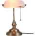 Newrays White Matted Glass Bankers Desk Lamp with Pull Chain Switch Plug in Fixture