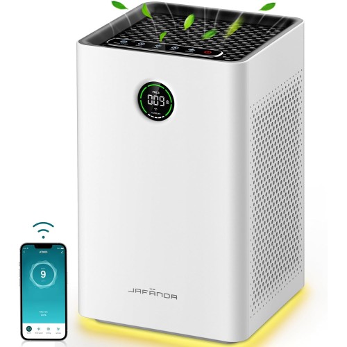 Jafända Air Purifiers for Home Large Room, Smart WiFi and Alexa Control, H13 True HEPA Filter Air Cleaner with Activated Carbon, 1190 Ft², Remove Dust Pollen Smoke Odors, Quiet Sleep Mode 23dB