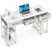 ODK Office Small Computer Desk: Home Table with Fabric Drawers & Storage Shelves, Modern Writing Desk, White, 48"x16"