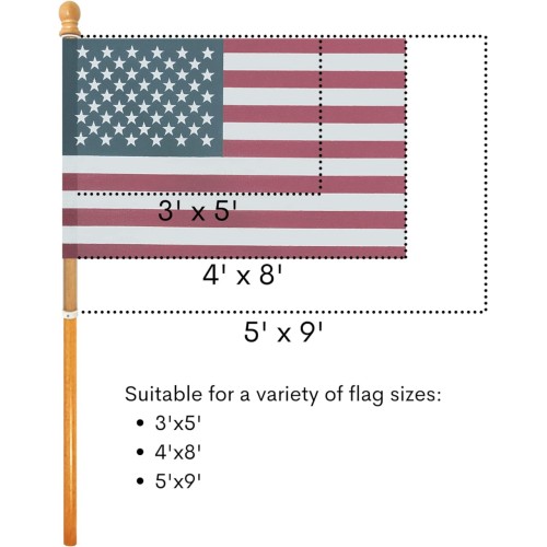 56" Wooden Flag Pole for House Pack of 1 Plastic Sleeve Tangle Free Heavy Duty Outdoor Flag Pole (Fit All Flag Sizes)