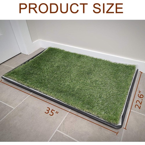 Dog Grass Large Patch Potty, Artificial Dog Grass Bathroom Turf for Pet Training, Washable Puppy Pee Pad, Perfect Indoor/Outdoor Portable Potty Pet Loo (Tray system-35"X22.6")