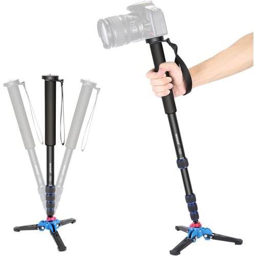 Neewer Extendable Camera Monopod with Detachable and Foldable Stand Base: Aluminium Alloy, Height 52-168 cm for Nikon Sony DSLR; 5 kg Load Capacity