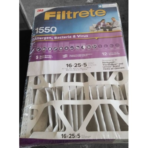 Filtrete 16x25x5, AC Furnace Air Filter, MPR 1550 DP, Healthy Living Ultra Allergen Deep Pleat, 1-Pack (Actual Dimensions 15.62x24.12x4.87)