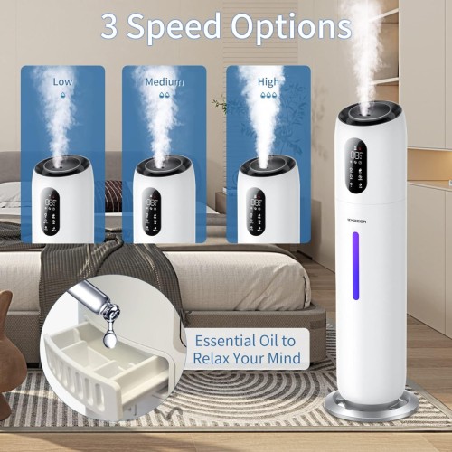 Humidifiers for Bedroom Large Room, ZXBEER 9L Top Fill Ultrasonic Humidifier with 360°Nozzle 7 Color Light Auto Shut-Off, 3 Modes Run Up to 48 Hrs Super Quiet Cool Mist Humidifier for Home Baby Adult