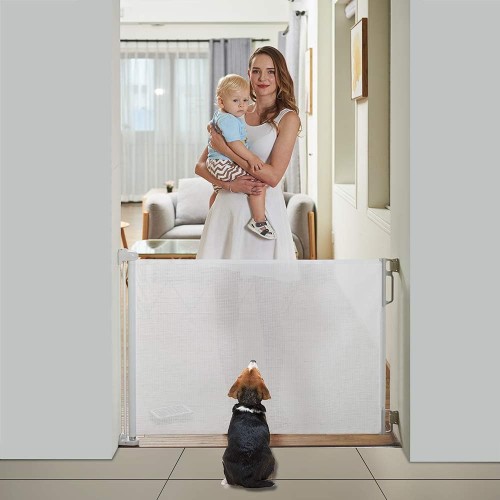 EasyBaby E70115 Products Indoor Outdoor Retractable Baby Gate - White