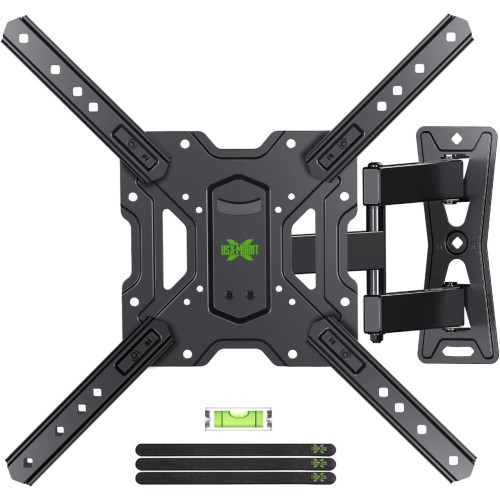 USX MOUNT UL Listed Full Motion TV Mount, Swivel Articulating Tilt TV Wall Mount for 26-55Inch LED, 4K TVs, Wall Mount TV Bracket with VESA 400x400mm Up to 77lbs, Perfect Center Design -XMM006-2