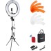 NEEWER Ring Light 18inch Kit: 55W 5600K Professional LED with Stand and Phone Holder, Soft Tube & Bag for Tattoo Lash Extension Barber Makeup Artist Studio Video Photography Lighting, RL-18