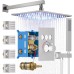 Enga Thermostatic Shower Jets System (Can Use All Options at A Time), Wall Mounted 12 Inch LED Rain Shower Head with Handheld Spray and 4 Body Jets Set, Brushed Nickel