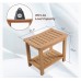 Psilvam Poly Lumber Shower Bench, Shower Stool with Storage Shelf, Water Resistant & Non-Slip Design Shower Seat for Bathroom, Living Room, Bedroom 21 1/4"×14"×18 1/2"（Teak Color）