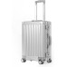 DOMINOX All Aluminum Carry On Luggage Hard Shell Luggage Aluminum Suitcase for Travel Zipperless Luggage Checked Luggage with Silent 360° Spinner Wheels 20 In. (Vertical Grain Style, Sliver)