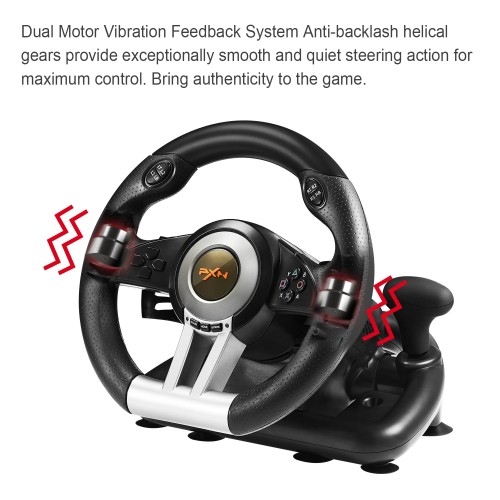 PC Steering Wheel PXN-V3IIIB Gaming Racing Wheel with Line Pedals Vibration Feedback Racing Wheel for Xbox one, Xbox series s/x, PS4, PS3, Switch, PC Used - Good