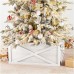 glitzhome 26" L Washed White Wooden Tree Collar Tree Stand Cover Christmas Tree Skirt Tree Box