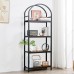 BRIAN & DANY Bookshelf, 4 Tier Tall Black Bookcase Metal Book Shelf, Larger Compartments Arched Display Shelves Open Storage Rack Shelving for Home Office, Bedroom, Living Room, Study, Oak