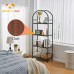 BRIAN & DANY Bookshelf, 4 Tier Tall Black Bookcase Metal Book Shelf, Larger Compartments Arched Display Shelves Open Storage Rack Shelving for Home Office, Bedroom, Living Room, Study, Oak