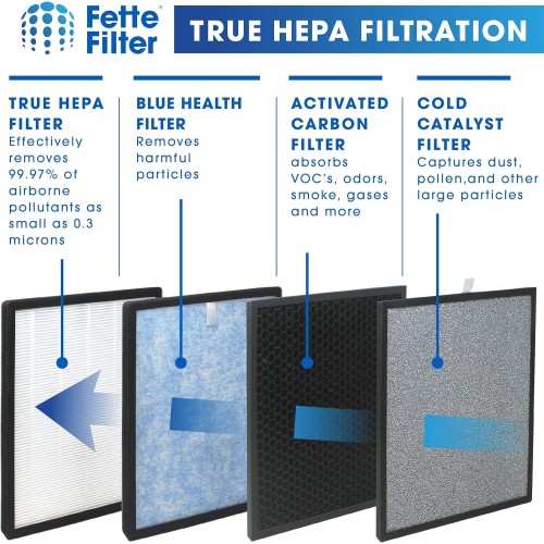 Fette Filter - HSP002 True HEPA H13 Air Filter Compatible with HATHASPACE HSP002 Smart True HEPA Air Purifier For Home Large Room 4 Stage Filtration. Includes 1 Filter.