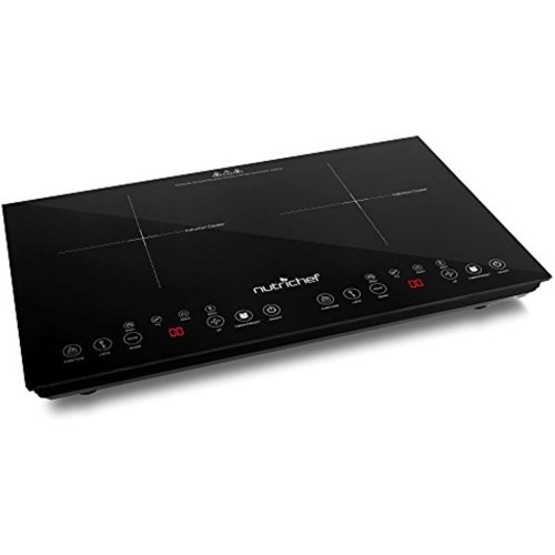 NutriChef Double Induction Cooktop - Portable 120V Digital Ceramic Dual Burner w/ Kids Safety Lock 