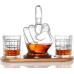 Middle Finger Whiskey Decanter Set - Unique & Funny Glass Container for Scotch, Tequila, Brandy, Rum, Bourbon & Other Drinks - Gift Accessories for Men, Dads, Boyfriends