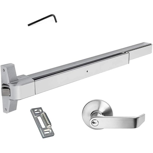 Dynasty Hardware Push Bar Panic Exit Device Aluminum, with Exterior Lever