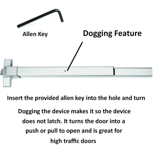 Dynasty Hardware Push Bar Panic Exit Device Aluminum, with Exterior Lever