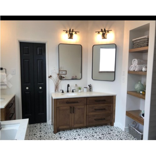 USHOWER 2-Pack Black Bathroom Mirrors 24 x 36 Inch, Metal Frame Rectangle Mirror, Modern Farmhouse Vanity Mirror, Wall Mounted