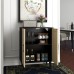 Panana Buffet Cabinet Sideboard with Rattan Decorated Doors Kitchen Storage Cupboard Accent Cabinet (Black)