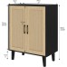 Panana Buffet Cabinet Sideboard with Rattan Decorated Doors Kitchen Storage Cupboard Accent Cabinet (Black)