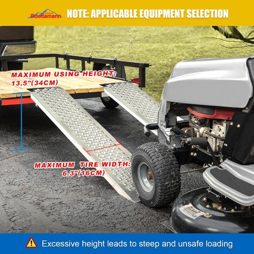 Ruedamann 4' L × 8.5" W Aluminum Loading Ramp, 880 lbs Capacity for ATV,Motorcycle,Quad,Lawn Mower,Snow Blower and More, 1 Pair