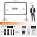 Projector Screen and Stand, Towond 100 inch Portable Movie Screen Indoor Outdoor 16:9 4K HD Front Rear Projection Screen with Carry Bag Wrinkle-Free and Foldable Design for Backyard Movie Night