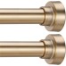 2 Pack Tension Rods - No Drill, Non-Slip Spring Tension Rods for Window & Closet & Door, 30 to 48 inches(2.5-4ft), Closet Rod Stainless Steel, Warm Gold