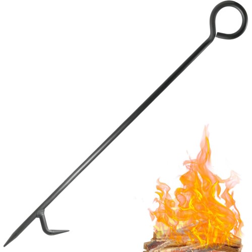 TAFEIDA Fire Poker. 32 in One Piece Design Fireplace Poker. Wrought Iron Steel Fire Pit Poker. Rust Resistant Black Finish Fire Poker for Fire Pit. Outdoor and Indoor Fireplace Fire Pit Tools.