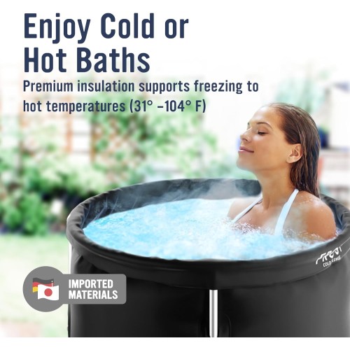 FROST TUB Portable Ice Bath Tub for Athletes & Adults – Durable 6-Layer Collapsible Cold Plunge Tub – Outdoor Ice Baths at Home – Cold Water Therapy & Recovery Barrel - Non-Inflatable Pod 330L